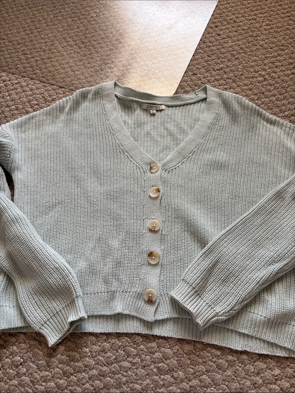 Z Supply Pastel Sage V-Neck Button Front Cardigan